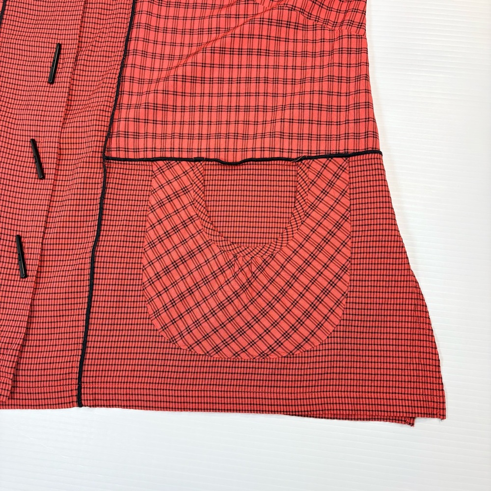 Ali Miles Red Black Plaid Patchwork Button Front … - image 9